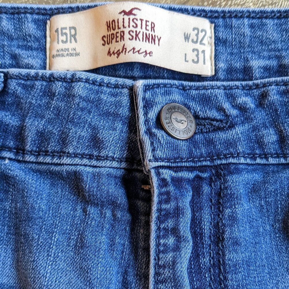 Hollister California Super Skinny High Rise Medium Wash Blue Jeans, Size W32 L31 - Picture 3 of 11